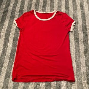 Red and white ringer tee